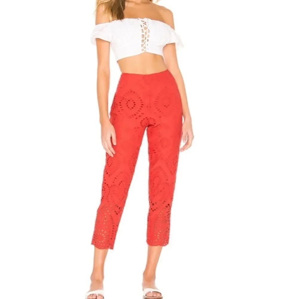 Beach Riot Red Eyelet Cropped Pants medium new with tags